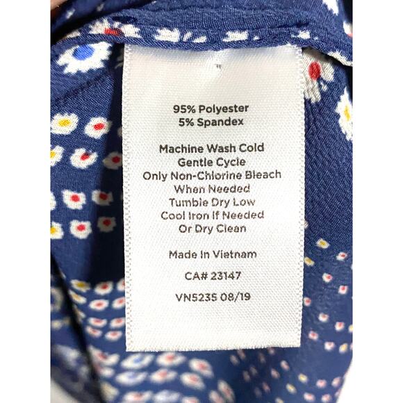 Talbots Blue Floral Blouse Top XS Keyhole Neck Coastal Nautical Career Abstract - Picture 7 of 7